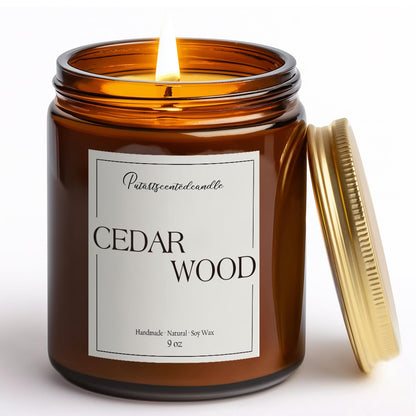 Putart Cedar Wood Soy Candles – Natural, Non-Toxic, Long-Lasting 9oz Jar Candle