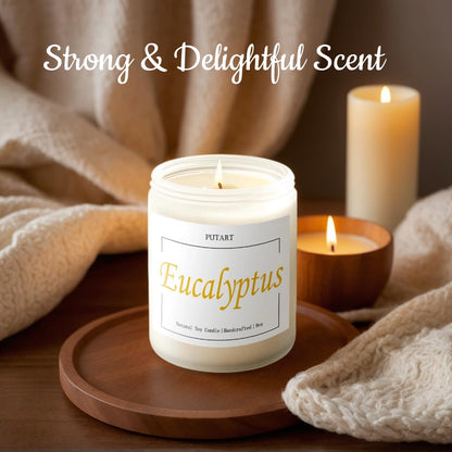 Putart Eucalyptus Mint 9oz Soy Candle | Non-Toxic, Long-Lasting