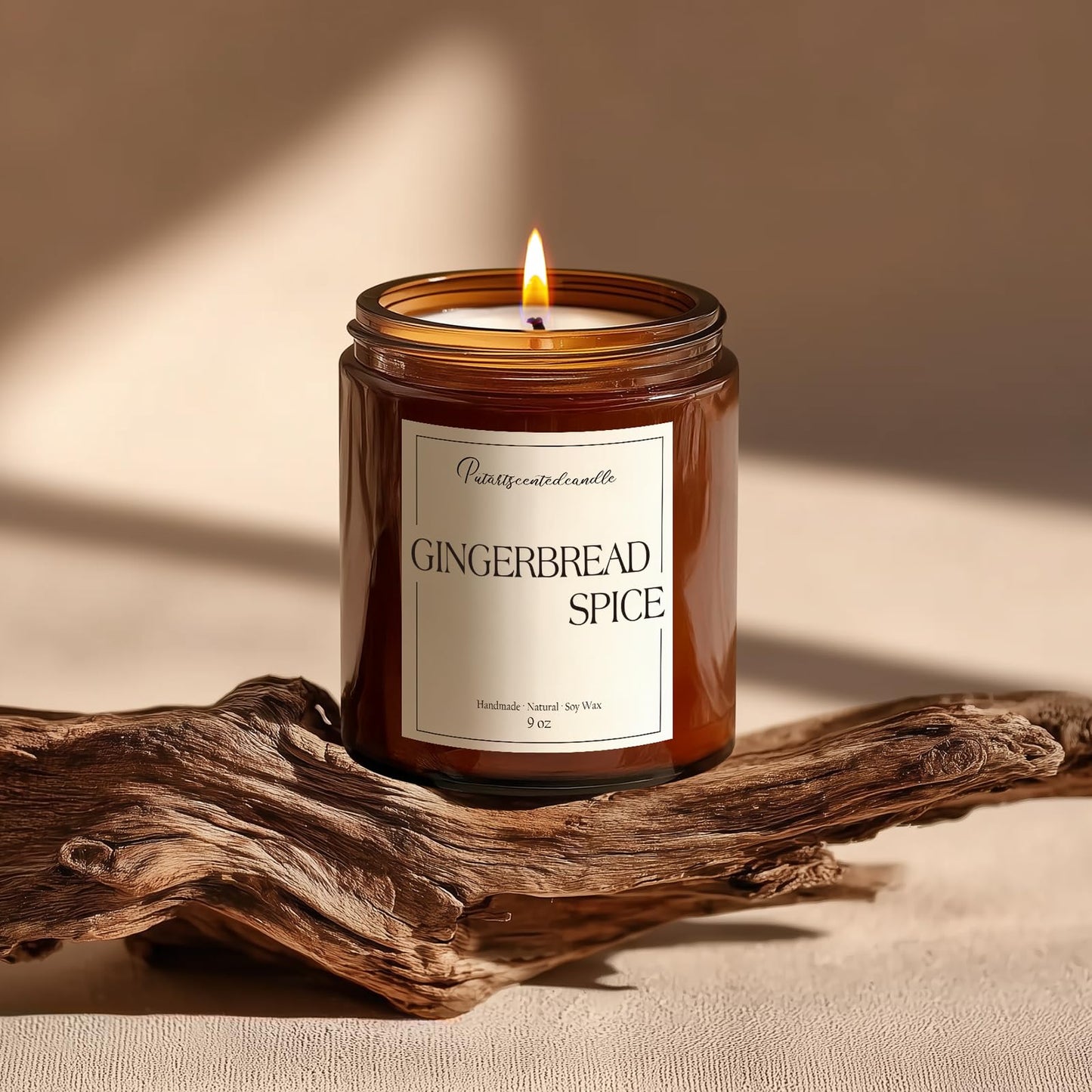 Putart Gingerbread Spice Candles - Natural Soy Wax Aromatherapy 9oz Xmas Jar Gift