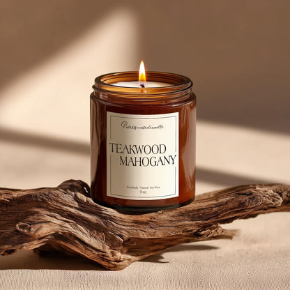 Putart Mahogany & Teakwood 9oz Soy Candle – Natural Aromatherapy Jar for Home (Stress Relief & Meditation)