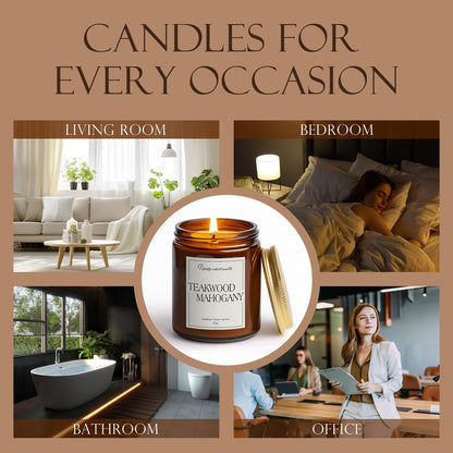 Putart Mahogany & Teakwood 9oz Soy Candle – Natural Aromatherapy Jar for Home (Stress Relief & Meditation)