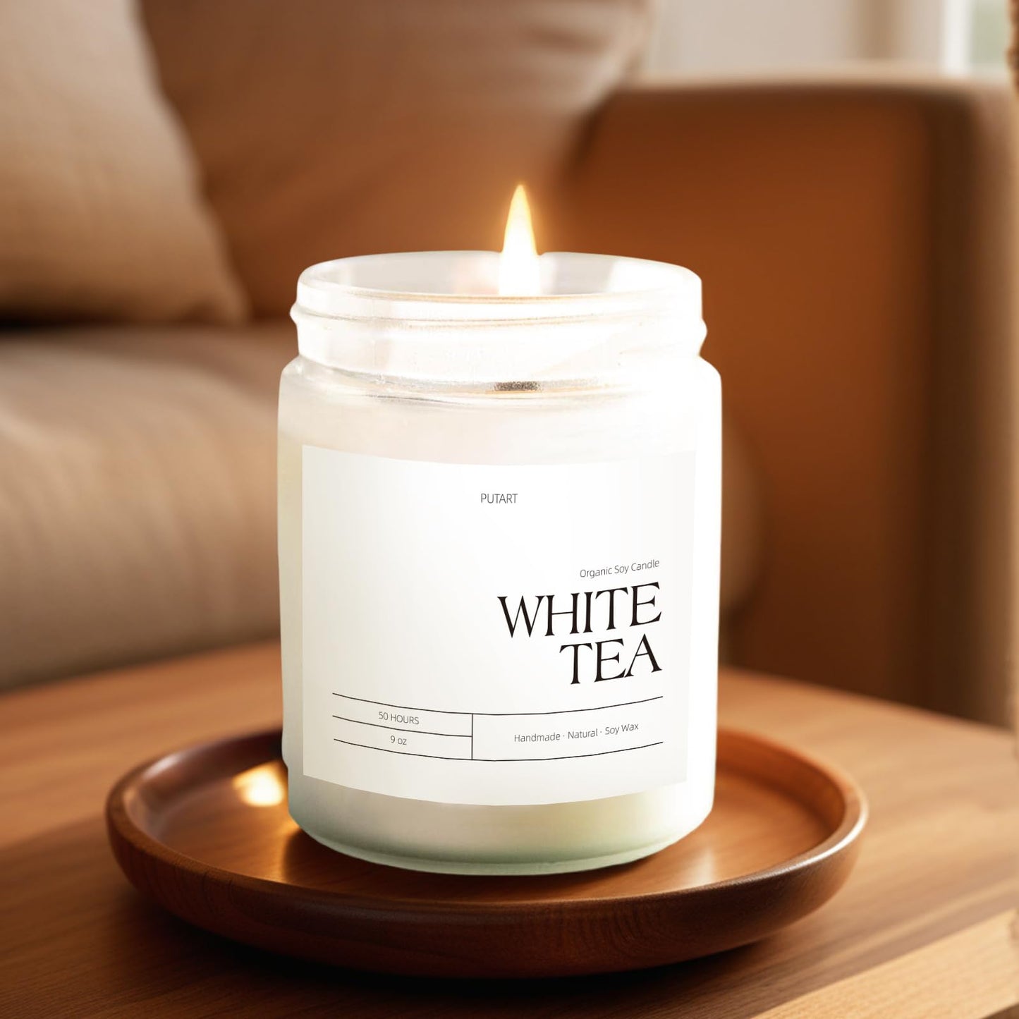 Putart White Tea Candles – Natural Soy Wax Aromatherapy Jar Candle 9oz