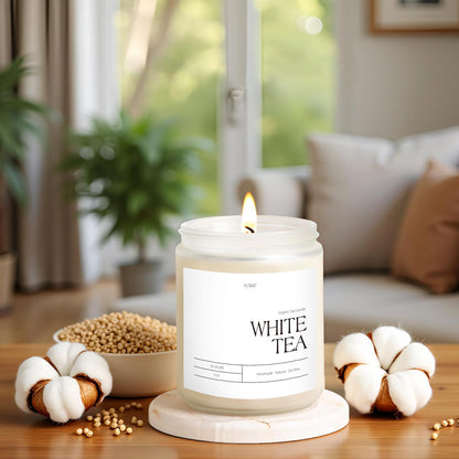 Putart White Tea Candles – Natural Soy Wax Aromatherapy Jar Candle 9oz