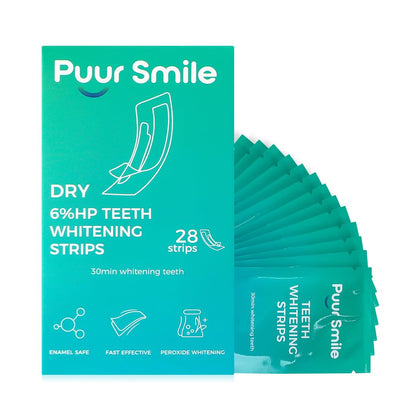 Puur Smile Proffesional Teeth Whitening Strips - 14 Treatments Kit | Peroxide Free, Enamel Safe, Non-Slip Dry Strip Technology (Mint)