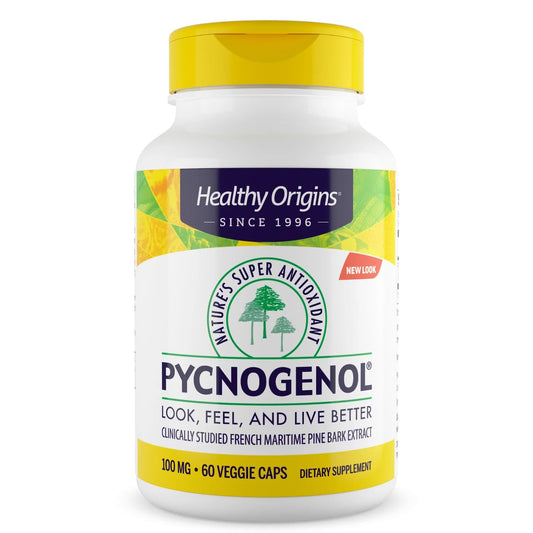 Healthy Origins Pycnogenol 100 mg – Pine Bark Extract, Non-GMO, 60 Veggie Caps