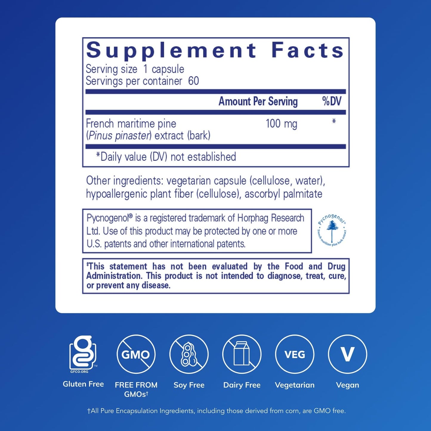 Pure Encapsulations Pycnogenol 100 mg – Hypoallergenic Vascular Support & Antioxidant Supplement | 60 Capsules