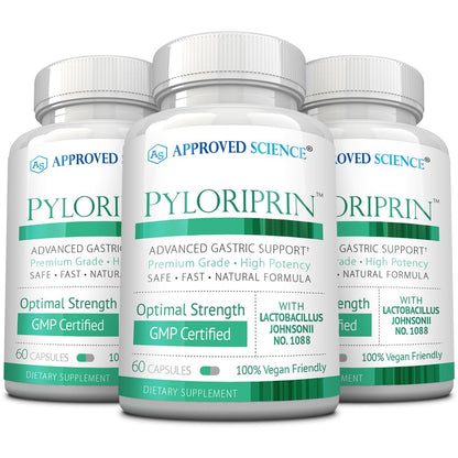 Approved Science Pyloriprin - Advanced Digestive Support for a Healthy Stomach (180 Vegan Capsules)
