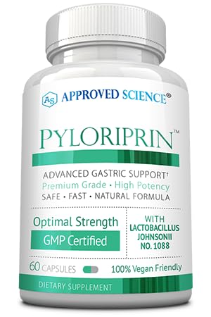 Approved Science Pyloriprin - Advanced Digestive Support (Zinc L-Carnosine, Probiotic, Broccoli Sprout, Deglycyrrhized Licorice) - 60 Vegan Capsules