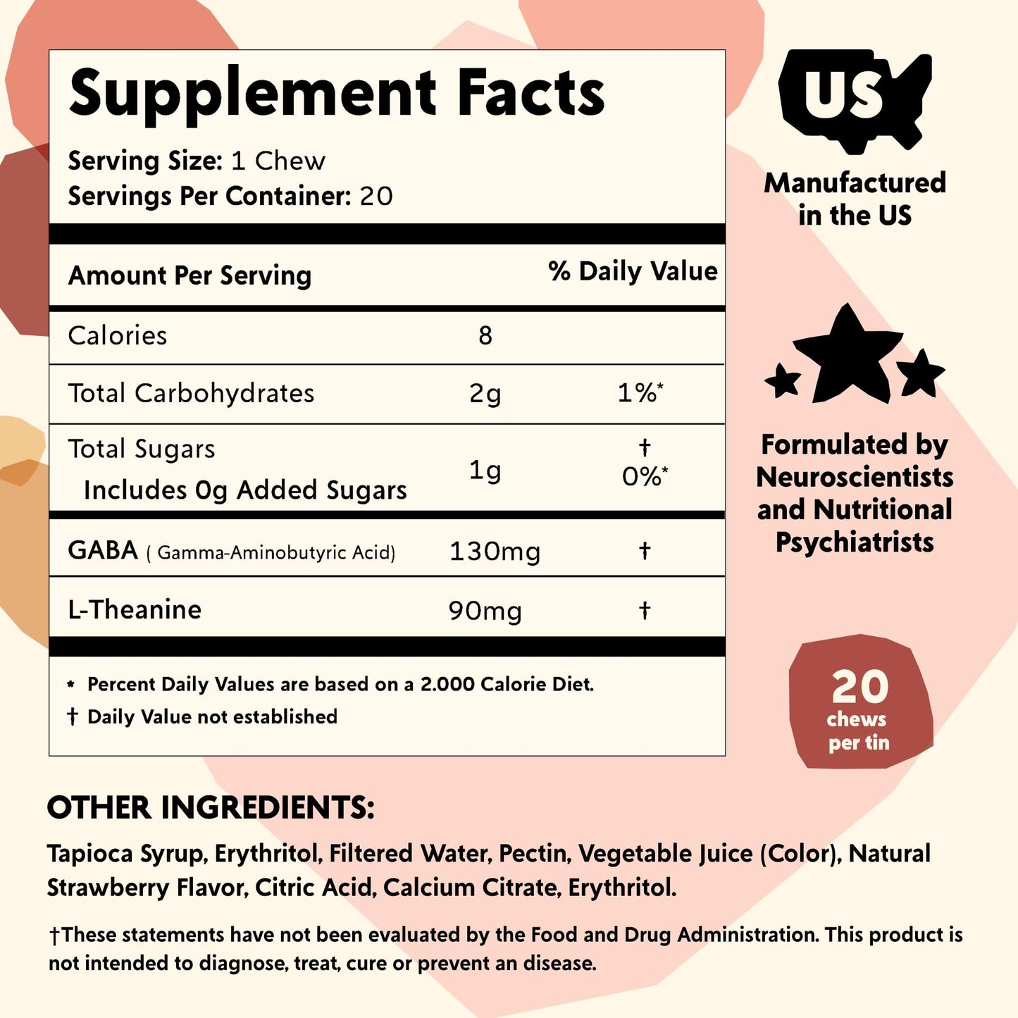 PYM Berry Mood Chews – 60 Count | 130mg GABA, 90mg L-Theanine | Vegan, Non-GMO, Gluten-Free | Made in USA