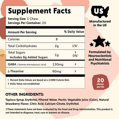 PYM Berry Mood Chews – 60 Count | 130mg GABA, 90mg L-Theanine | Vegan, Non-GMO, Gluten-Free | Made in USA