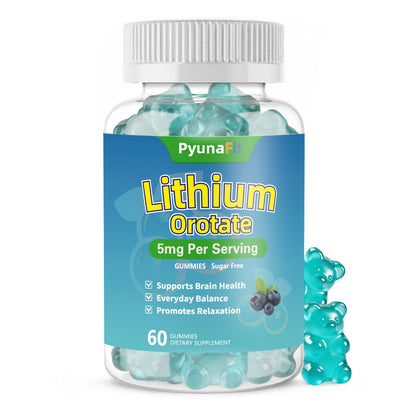 PYUNAFIT Lithium Orotate 5mg Gummies – Sugar Free, Brain Health & Cognitive Support | 60 Count
