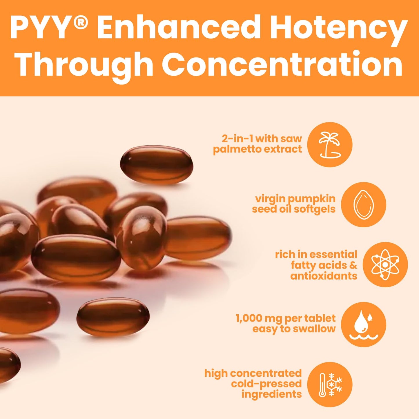 PYY Cold-Pressed Pumpkin Seed Oil & Saw Palmetto Softgels | 300 Counts | Rich in Essential Fatty Acids & Phytosterols | Promotes Healthy Hair, Urinary Function, Bladder & Prostate Support