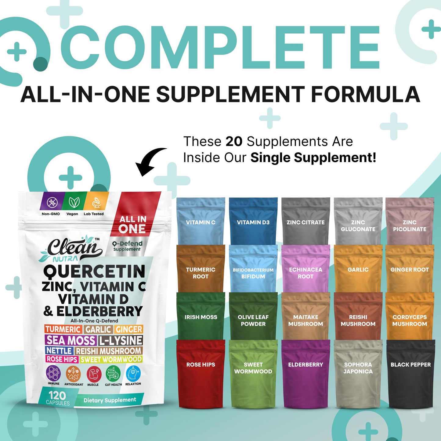 Q Defend Immune Support Supplement with Quercetin, Zinc, Vitamin C & D3 | Clean Nutra