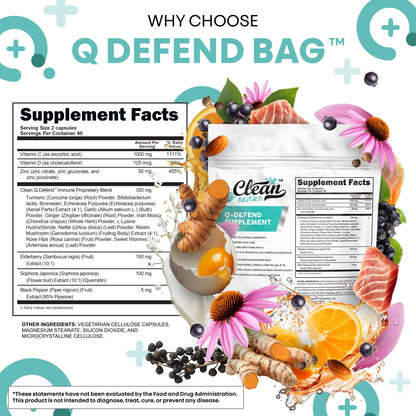 Q Defend Immune Support Supplement with Quercetin, Zinc, Vitamin C & D3 | Clean Nutra