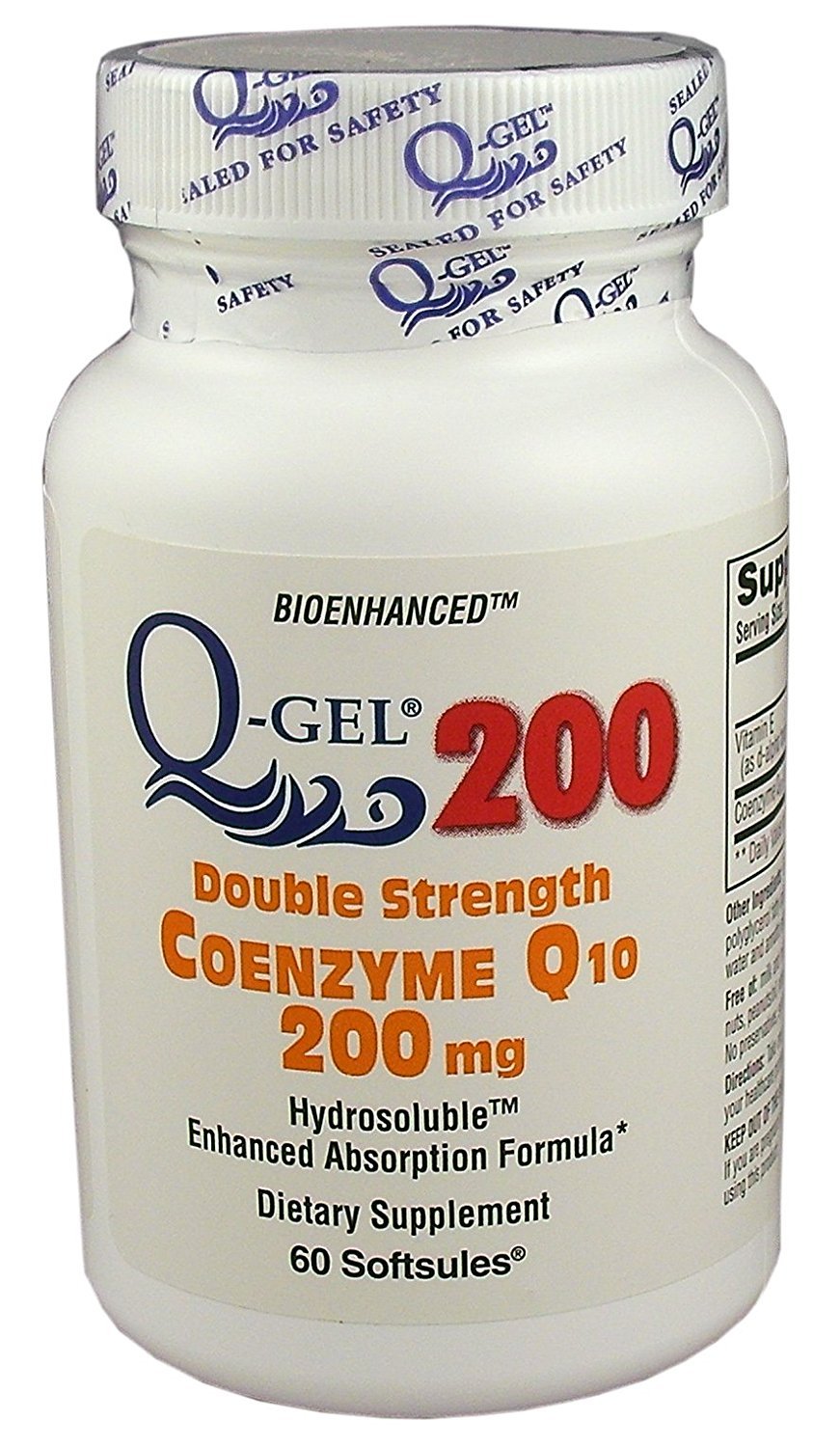 Q-Gel 200mg CoQ10 Softgels – Double Strength Hydrosoluble & Liposoluble (180 Softgels)