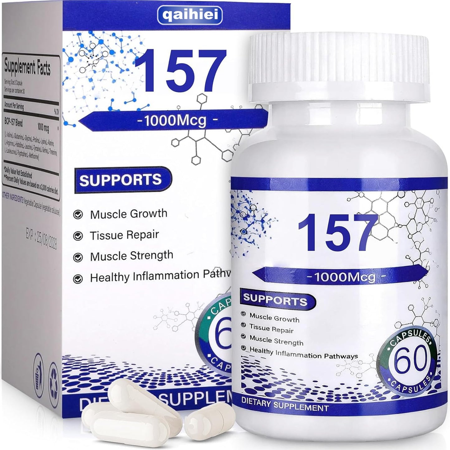 Qaihiei 157 Capsule Supplement – 60 Count, 1000 mg | Gluten Free & Non-GMO