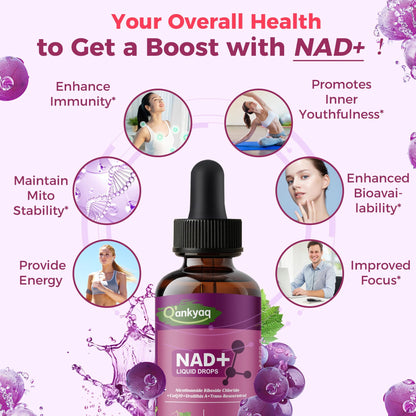 Q'ankyaq NAD+ Plus Liquid for Women – NAD 1000mg Drops with NR & Trans-Resveratrol