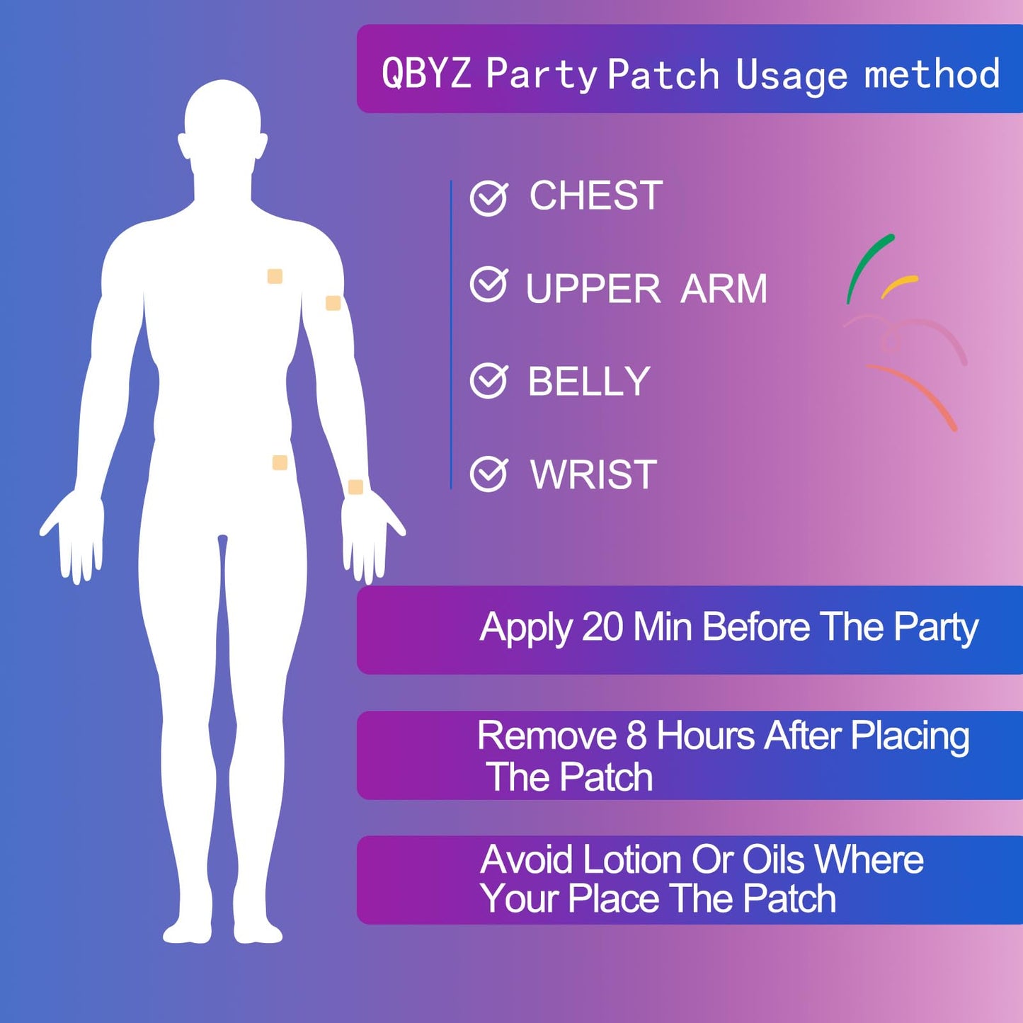 QBYZ 60 Pack Party Relief Patches – Use Before Party Drinking, Wake Up Refreshed, Natural Patches