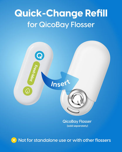 QicoBay Refill Floss Capsule for C1S Flosser – Fresh Mint, 3-Pack, 90 Uses