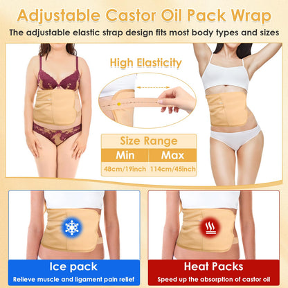 Qinzave 17Pcs Castor Oil Pack Wrap – Reusable Full-Body Kit for Detox