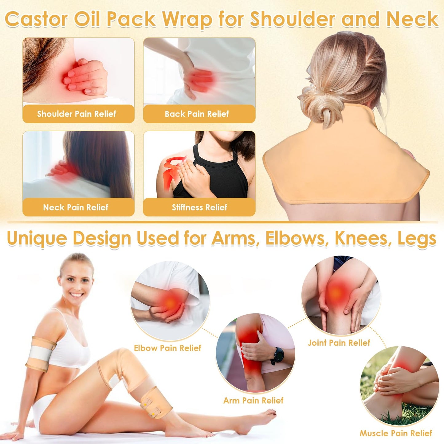 Qinzave 17Pcs Castor Oil Pack Wrap – Reusable Full-Body Kit for Detox