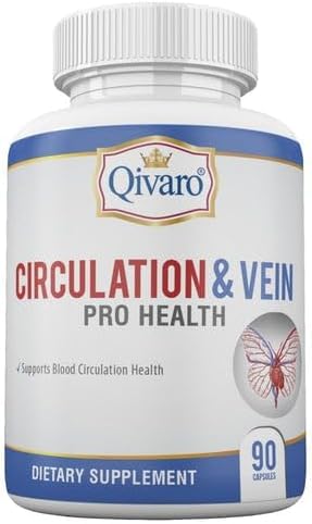 Qivaro Circulation & Vein Pro Supplement – Niacin, L-Arginine, Ginger, Cayenne Pepper, Hawthorn & Diosmin | 90 Capsules