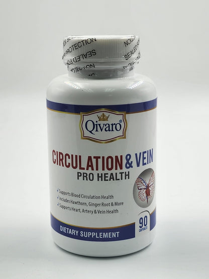 Qivaro Circulation & Vein Pro Supplement – Niacin, L-Arginine, Ginger, Cayenne Pepper, Hawthorn & Diosmin | 90 Capsules