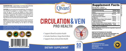 Qivaro Circulation & Vein Pro Supplement – Niacin, L-Arginine, Ginger, Cayenne Pepper, Hawthorn & Diosmin | 90 Capsules