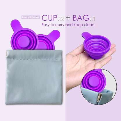 QMARK Collapsible Silicone Pee Cups for Ovulation and Pregnancy Tests – 2 Pack with Travel Case, Reusable