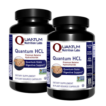 QNL Quantum HCL Betaine HCl Capsules - Digestive Aid & Gastric Acid Support (90 Veg, 2 Pack)