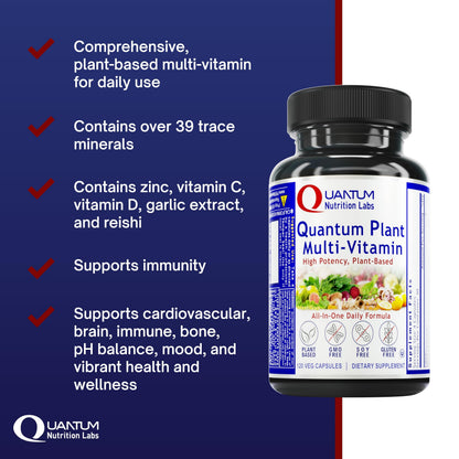 QNL Quantum Plant Multi-Vitamin – Complete Plant-Based Multivitamin for Immune Support (120 Capsules)