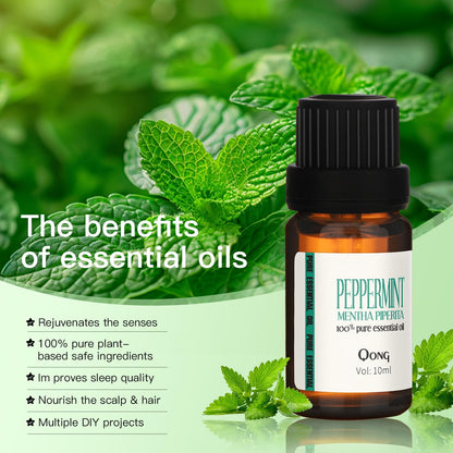 QONG Peppermint Essential Oil Blend 10ml – Hair Growth, Scalp Care & Diffuser