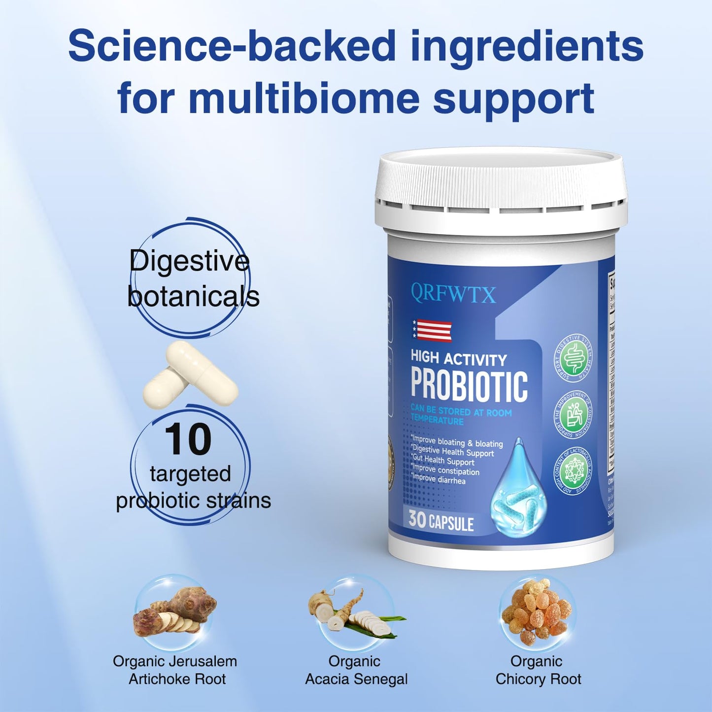 QRFWTX Acidophilus Probiotic 60B CFU | Gut Health & Immune Support