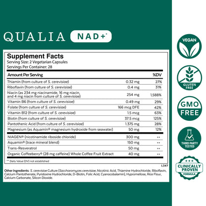 Qualia NAD Supplement — Clinically Proven NAD+ Boost Up to 67% | Elite NAD+ Booster