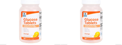 Quality Choice Fast Acting Glucose Tablets – Orange Flavor, 50 Tablets (Pack of 2)