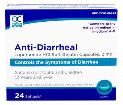 Quality Choice Loperamide 2mg Anti-Diarrheal Softgels – 24 Count