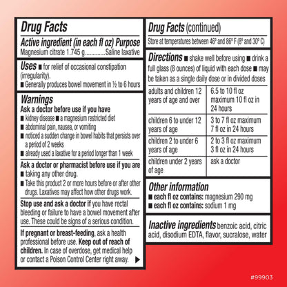 Quality Choice Magnesium Citrate 10oz Cherry – Saline Laxative