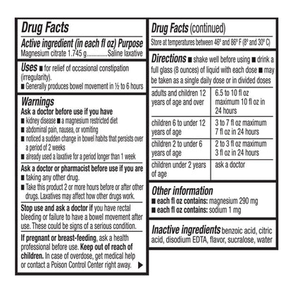 Quality Choice Magnesium Citrate 10oz Cherry – Saline Laxative