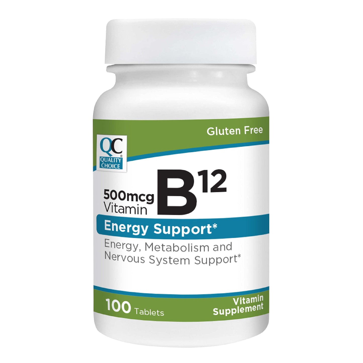 Quality Choice Vitamin B12 500 mcg – Energy, Metabolism & Nervous System Support | 100 Count Bottle of Tablets