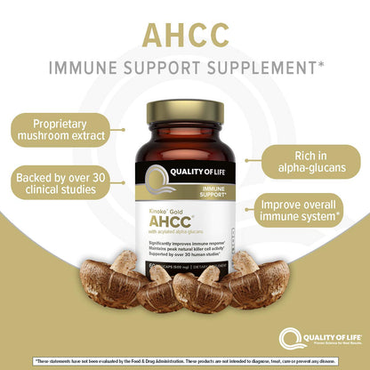 Quality of Life Premium Kinoko Gold AHCC Supplement - Pack of 2