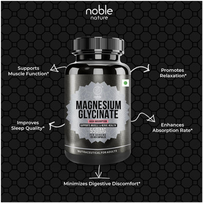 High Absorption Magnesium Glycinate 550mg - 120 Veg Capsules - 4 Months Supply
