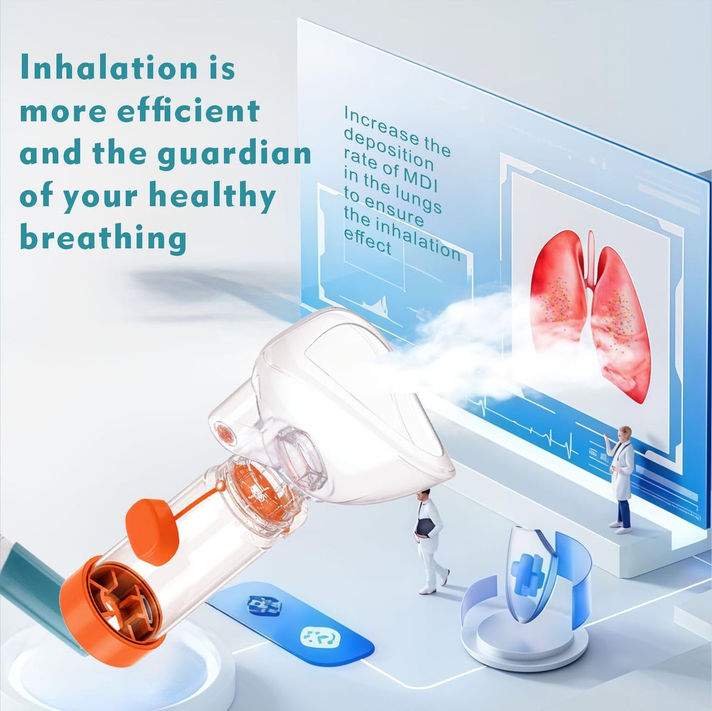 Quanler Nessi Soft Silicone Inhaler Spacer – Colorful Kids-Blue OTC Spacer for Adults & Children
