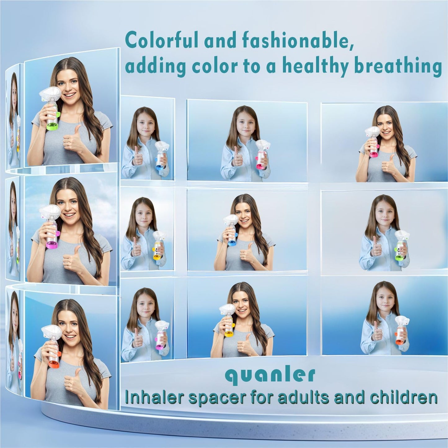 Quanler Nessi OTC Spacer (Adult-Blue) – Soft Silicone Inhaler Spacer for Adults & Kids