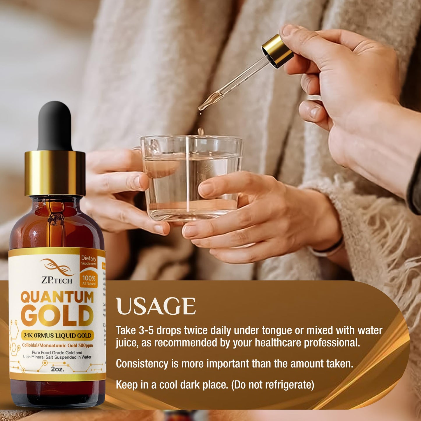 Quantum Gold Liquid Ormus Monoatomic Gold Elixir 24K – 2oz | Pineal Activation & Lucid Dreaming
