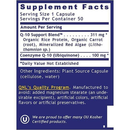Quantum Nutrition Labs CoQ-10 Qultured 100mg Ubiquinol - Heart, Nerve & Immune Support | 60 Veg Capsules