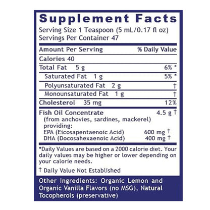 Quantum Nutrition Labs EPA/DHA Liquid - Omega-3 Fish Oil for Adults | Joint, Heart & Brain Health - 8 oz Bottle