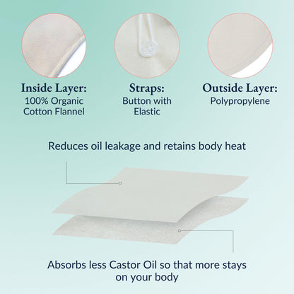 QUEEN OF THE THRONES Castor Oil Pack for Breast (Small) - Heatless, Less-Mess, Reusable - Organic Cotton Flannel, Comfort Fit, Soft Straps & Naturopathic Doctor Designed (Castor Oil Sold Separately)