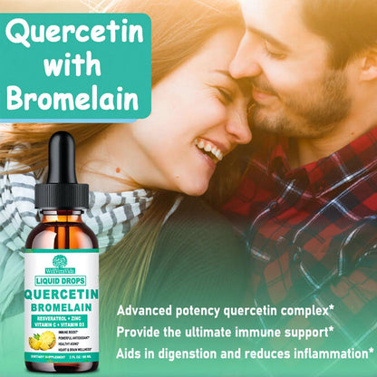 Quercetin with Bromelain Liquid Drops – 4X Stronger Than Capsules & Pills, 7-in-1 Immune Support