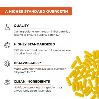 Sandhu's Quercetin Vegetarian Capsules – 120 Count | Immune Support & Respiratory Health