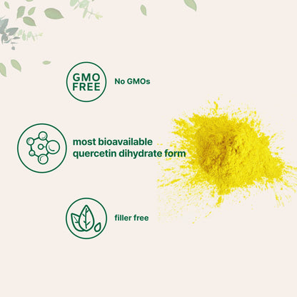 Pure Quercetin Dihydrate Powder – 500mg per Serving, 100g, Most Bioavailable, Filler-Free, Vegan & GMO-Free | Immune Support and Antioxidant
